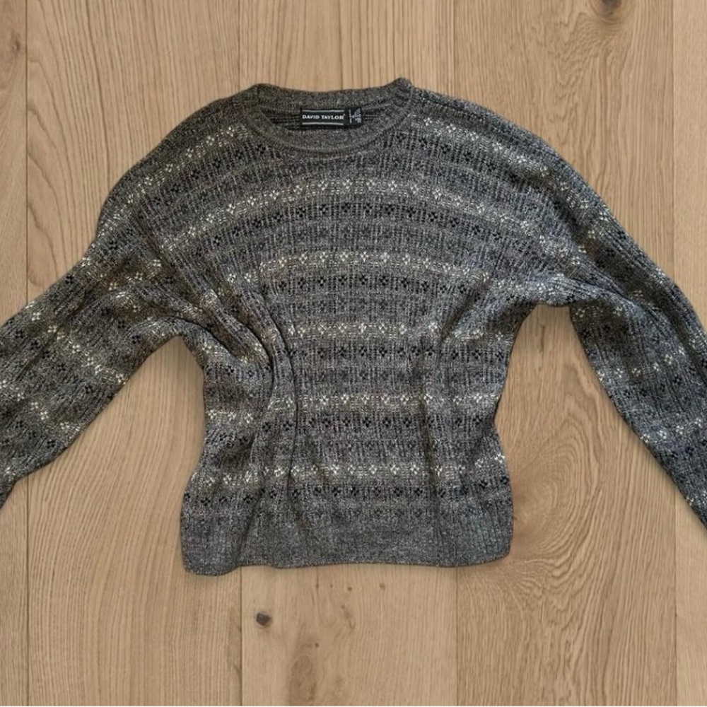 Vintage David Taylor Gray Fair Isle Knit Sweater – Made in USA
